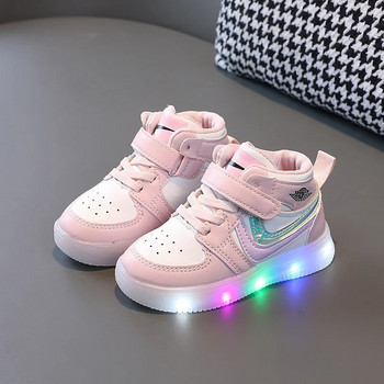 Light Up Ежедневни високи бордови обувки Бебешки обувки за деца Момичета Детски маратонки Обувка за малко дете Детски маратонки Маратонки за момче