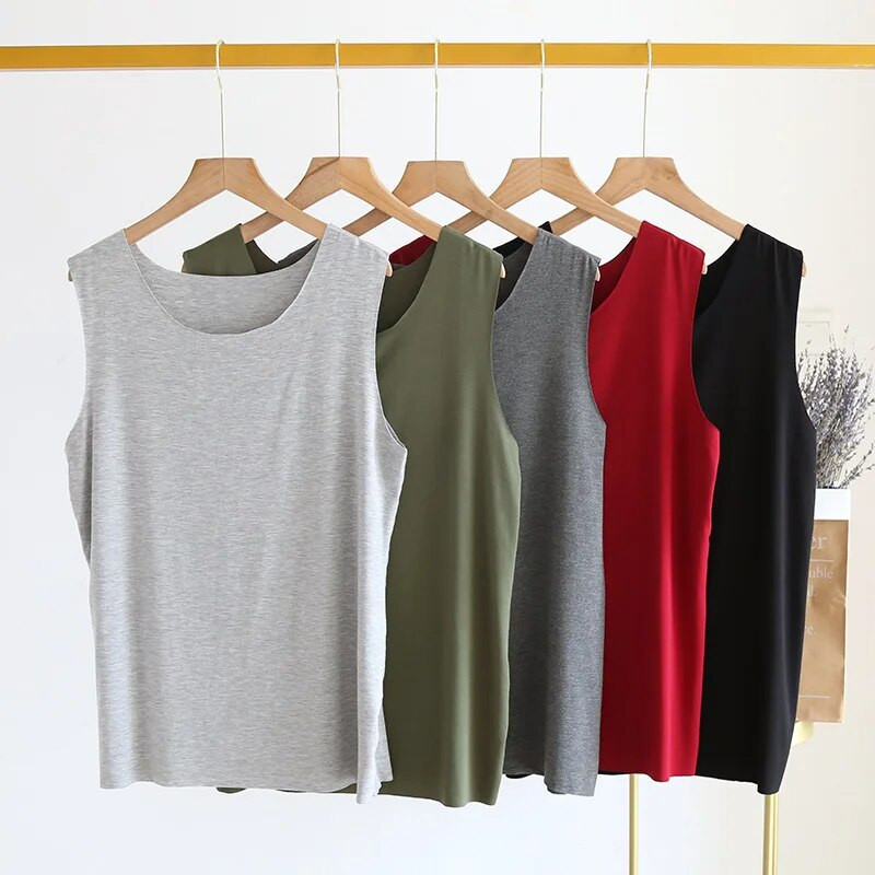 Vīriešu modāls, daudzkrāsains kokvilnas apakšveļas apakšveļa Fitness plati pleci sporta stils vasaras siksna vīriešu naktskrekls