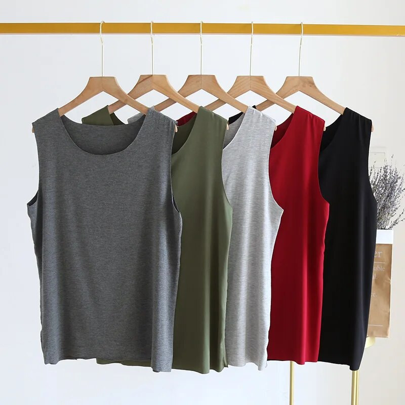 Vīriešu modāls, daudzkrāsains kokvilnas apakšveļas apakšveļa Fitness plati pleci sporta stils vasaras siksna vīriešu naktskrekls