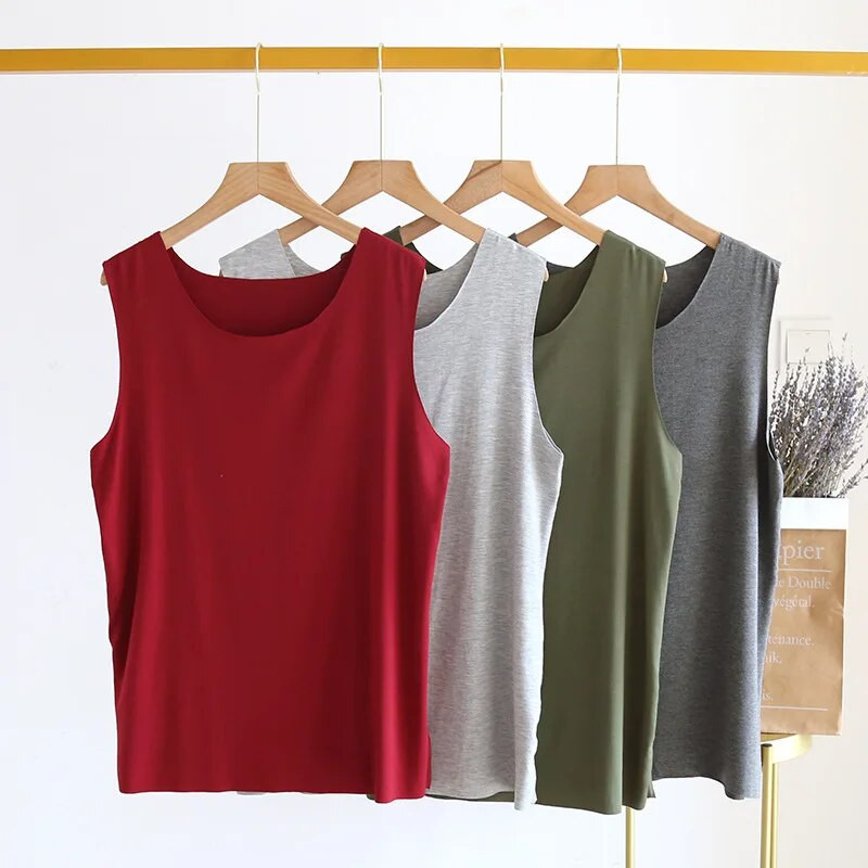 Vīriešu modāls, daudzkrāsains kokvilnas apakšveļas apakšveļa Fitness plati pleci sporta stils vasaras siksna vīriešu naktskrekls