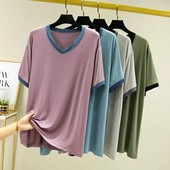 Modalna pamučna pidžama za spavanje, muška majica kratkih rukava, ljetna, tanka, prekomjerna široka muška majica za spavanje