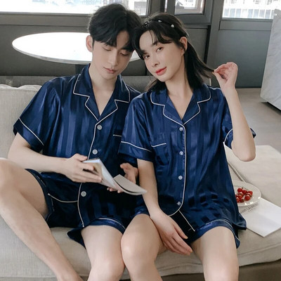 Kompleti pidžama za par za muškarce pidžame salonke spavaćice dugih rukava hlače za spavanje svilene satenske pidžame spavaćice ljubavne pidžame