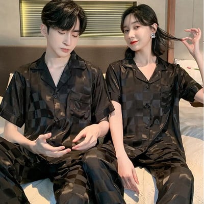 Kompleti pidžama za par za muškarce pidžame salonke spavaćice dugih rukava hlače za spavanje svilene satenske pidžame spavaćice ljubavne pidžame