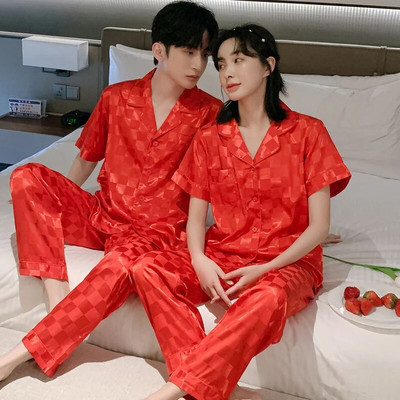 Kompleti pidžama za par za muškarce pidžame salonke spavaćice dugih rukava hlače za spavanje svilene satenske pidžame spavaćice ljubavne pidžame
