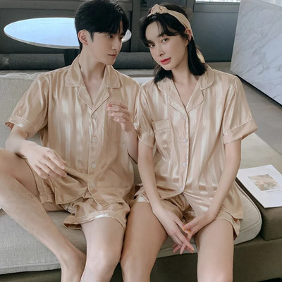 Kompleti pidžama za par za muškarce pidžame salonke spavaćice dugih rukava hlače za spavanje svilene satenske pidžame spavaćice ljubavne pidžame