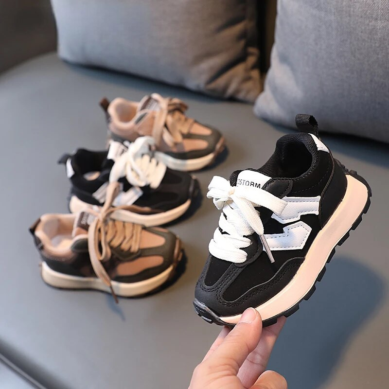 Proljeće Jesen Dječje tenisice Dječja dječja sportska obuća Patchwork PU tenisice za trčanje za malu djecu Dječaci Djevojčice Neklizajuće petlje na kuku