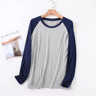 Modalne muške pidžame s donjim dijelom Proljetne i jesenske gornje hlače za spavanje Ljetne tanke pidžame s dugim rukavima i okruglim izrezom