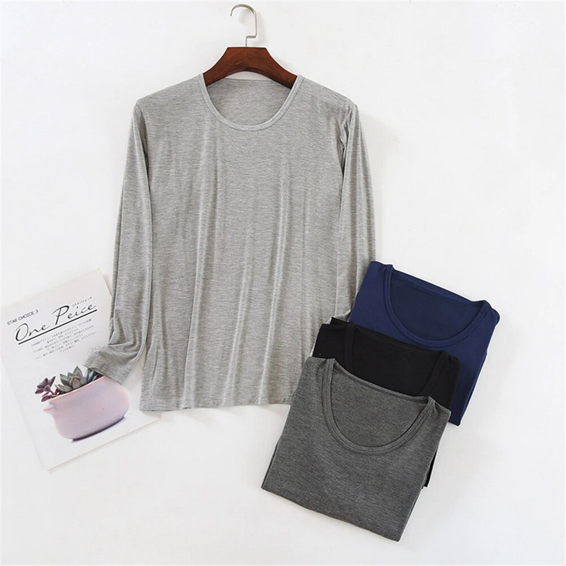 Modalne muške pidžame s donjim dijelom Proljetne i jesenske gornje hlače za spavanje Ljetne tanke pidžame s dugim rukavima i okruglim izrezom