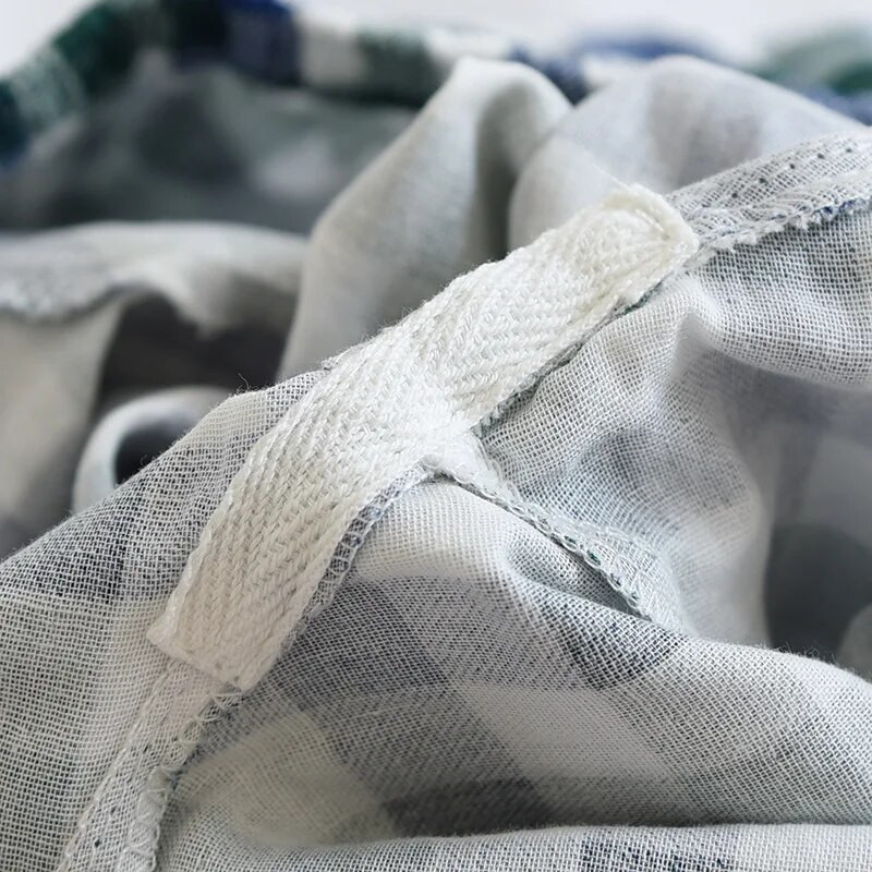 Japansko proljeće i ljeto Novi stil kariranih hlača za par Široke hlače od 100% pamučne gaze Muške i ženske donji dio pidžame slatki