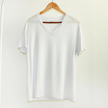 Мъжка модална тениска с V-образно деколте за лято, тънка ежедневна едноцветна долнище с къси ръкави Свободна мъжка нощна риза