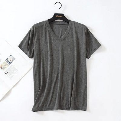 Muška modalna majica za spavanje s V-izrezom za ljeto, tanka, ležerna, jednobojna donja majica, široka muška spavaćica