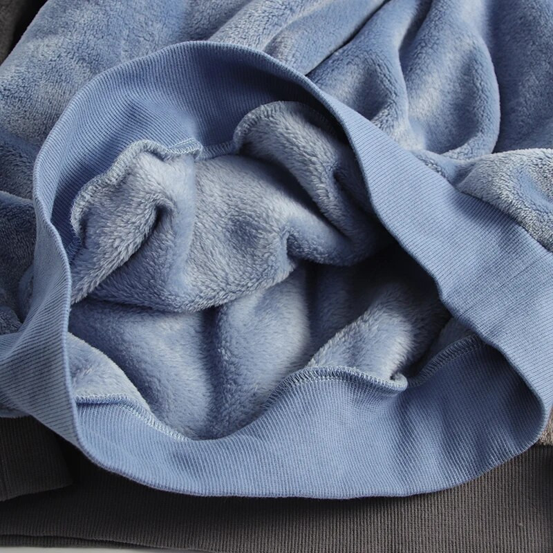 Férfi alvó felsők téli flanel vastag polár meleg O-nyak tömör, egyszerű divat, retro minimalista férfi alap hidegálló társalgó