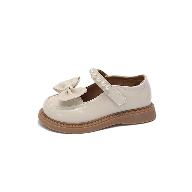 Djevojčice, crne kožne cipele, dječje ležerne ravne cipele s perlastim remenom i mašnom za vjenčanje, prozračne dječje cipele Sweet Mary Jane