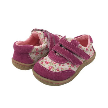 Деца 2022 г. Прохождащи бебета Естествена кожа + обувки от плат Момичета Маратонки с цветя Детски детски маратонки с пайети Плоски боси крака
