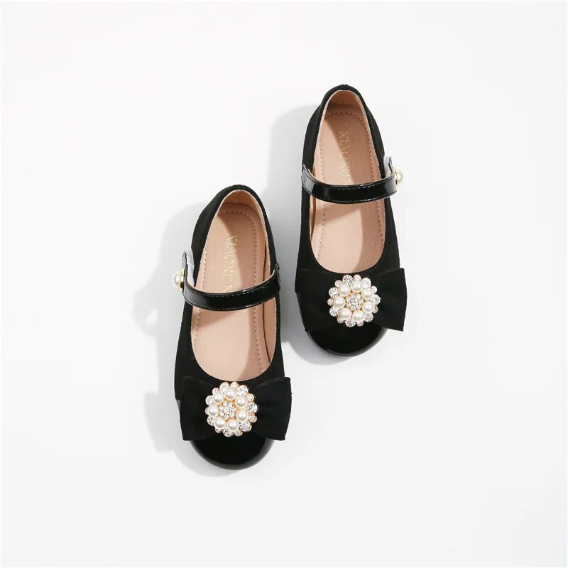 Bērniem Ādas apavi Meitene Melni Bērnu Dzīvokļi Modes Āķis un cilpa Daudzpusīgi Cēloņas neslīdoši Skolas apavi Princese Pērle Mērija Džeinsa