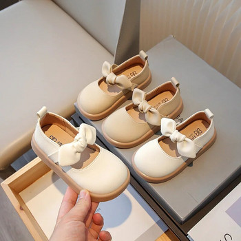 Детски обувки Mary Jane Нови 2023 есенни обувки на принцеса Модни обувки в корейски стил Елегантни бебешки обувки с дебела подметка Детски обувки с лък