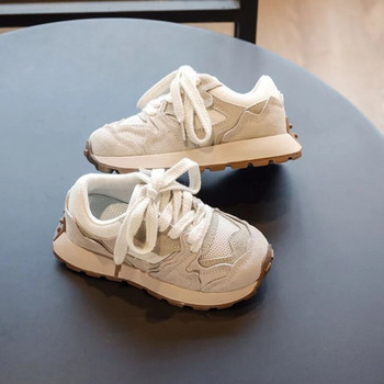 Детски ежедневни спортни обувки Детски маратонки Момчета Маратонки с приплъзване Детски класически дизайн на марката Дебели тенис момичета Бели