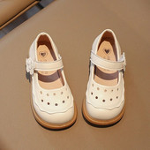 Laste PU-nahast jalatsid koolile, mustad põhjuslikud tüdrukud, mitmekülgsed, lilledega õõnsad, lihtsad hingavad šikid, lamedad Mary Janes