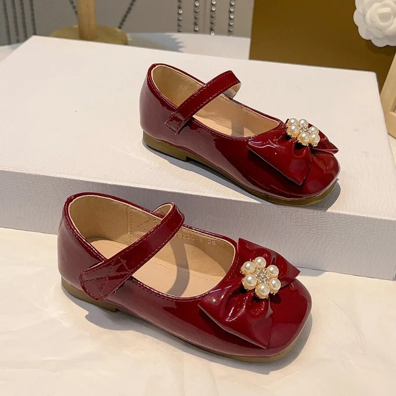 Elegantne crne školske cipele za djevojčice, nova moda u korejskom stilu, dječje cipele za princeze, neklizajuće dječje cipele za vjenčanje, sjajna kožna cipela