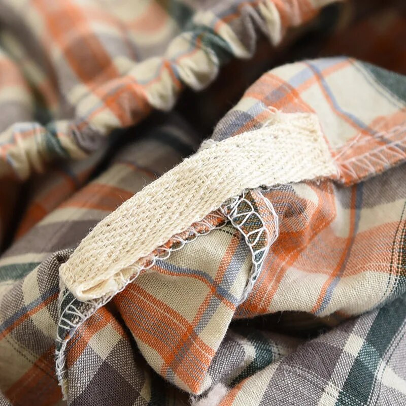 Naujos vyriškos pavasario ir vasaros 100% medvilnės kelnės languotos namų kelnės paplūdimio kelnės plius dydžio kelnės miegoti vyriškos permatomos vyriškos kelnės