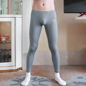 Férfi Sleep Ice Selyem Fitness Szűk Leggings Nadrág Szexi Sissy Bugle Pouch Hálóruha Lounge Wear Slip Homme nadrág 3XL