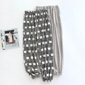 Pidžama hlače muške jesenske i zimske baršunaste muške pidžame jednostavnog kariranog dizajna sive plus debele baršunaste tople hlače za kućnu odjeću