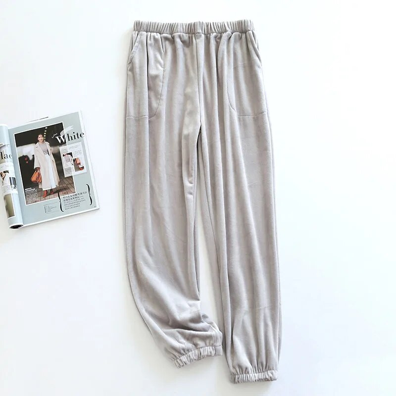 Pidžama hlače muške jesenske i zimske baršunaste muške pidžame jednostavnog kariranog dizajna sive plus debele baršunaste tople hlače za kućnu odjeću