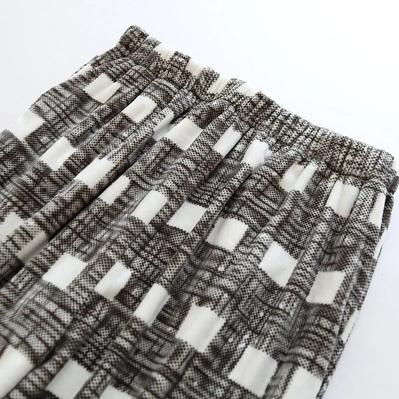 Pidžama hlače muške jesenske i zimske baršunaste muške pidžame jednostavnog kariranog dizajna sive plus debele baršunaste tople hlače za kućnu odjeću