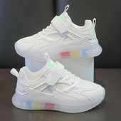 Jauni bērnu apavi meiteņu kedas ikdienišķas krāsainas baltas bērnu kedas 4 līdz 12 gadiem Modes sporta tenisa apavi meitenēm