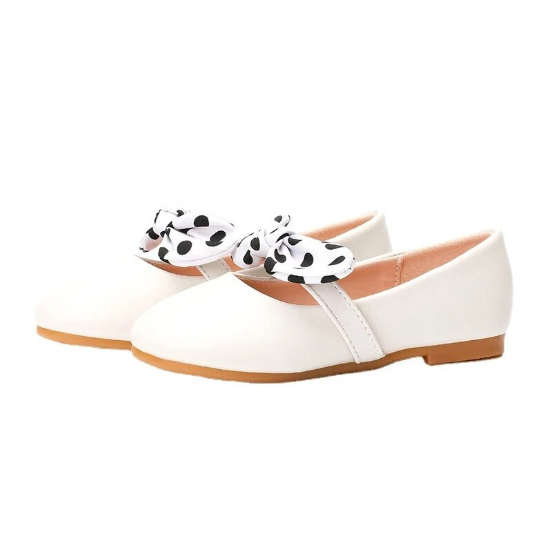 Cipele za djevojčice s mašnom na točkice Dječje balerinke Moda za malu djecu Jednostavne svestrane dječje cipele Mekane mokasine Neklizajuće
