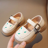 Tüdrukute nahast kingad Mood põhjuslik pidu Laste printsess Hiina stiilis Tikand Lill Mary Janes Pehme tallaga laste üksikud kingad