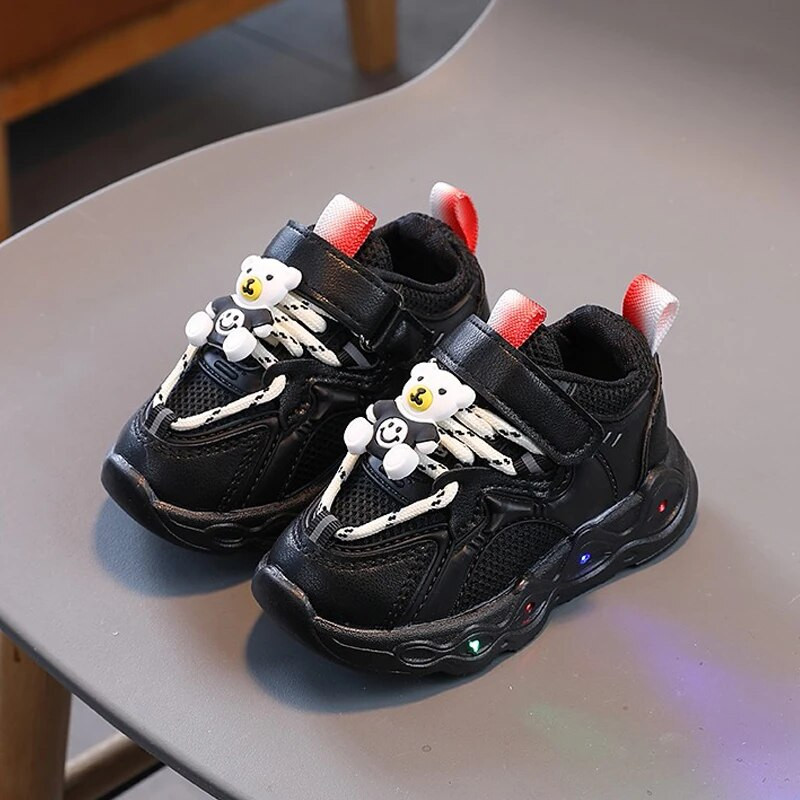 Dydis 21-30 Mergaičių Led Batai Mieli meškiukai Vaikiški Šviečiantys sportbačiai Šviečiantys batai vaikams Šviečiantys sportbačiai mažiems vaikams