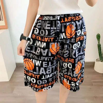 Jaunas vīriešu pidžamas pavasara un vasaras plānas daļas brīvas guļamveļas Modes apdruka Ģeometrijas šorti Kokvilnas zīda mājas valkāšanai pludmales bikses