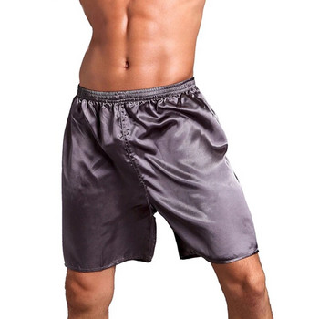 Сатенени копринени къси панталони за мъже Лятно свободно домашно облекло Пижами Долнище за сън Нощно облекло Мъжки плътни тънки къси панталони за спане Бельо