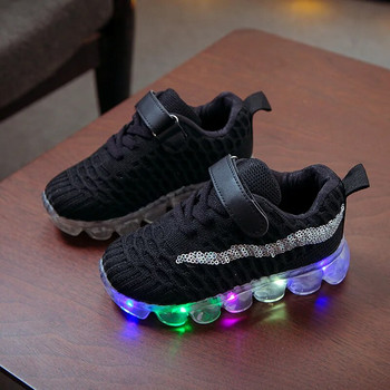 Размер 21-30 Детски дишащи неплъзгащи се маратонки Светещи маратонки за момчета Момичета Светещи обувки със светодиоди Бебешки светещи ежедневни обувки