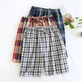 Ikdienas rūtaini šorti vīriešiem miega apakšas naktsveļa bikses 100% marles kokvilnas modes mājas šorti vienkārši pidžamas šorti vīriešiem