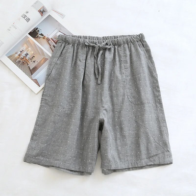 Ikdienas rūtaini šorti vīriešiem miega apakšas naktsveļa bikses 100% marles kokvilnas modes mājas šorti vienkārši pidžamas šorti vīriešiem