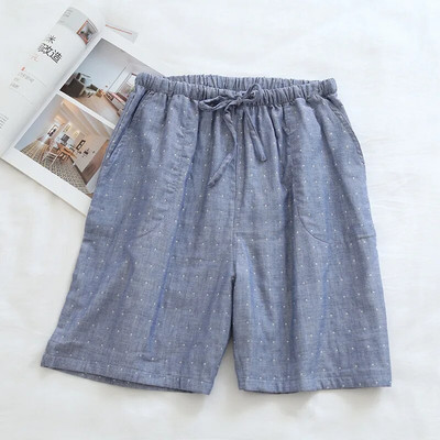 Ikdienas rūtaini šorti vīriešiem miega apakšas naktsveļa bikses 100% marles kokvilnas modes mājas šorti vienkārši pidžamas šorti vīriešiem