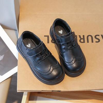 Jaunas pavasara rudens bērnu ādas apavu modes elpojošas bērnu deju kleitas kurpes Skolas daudzpusīgi melni plakani apavi zēniem