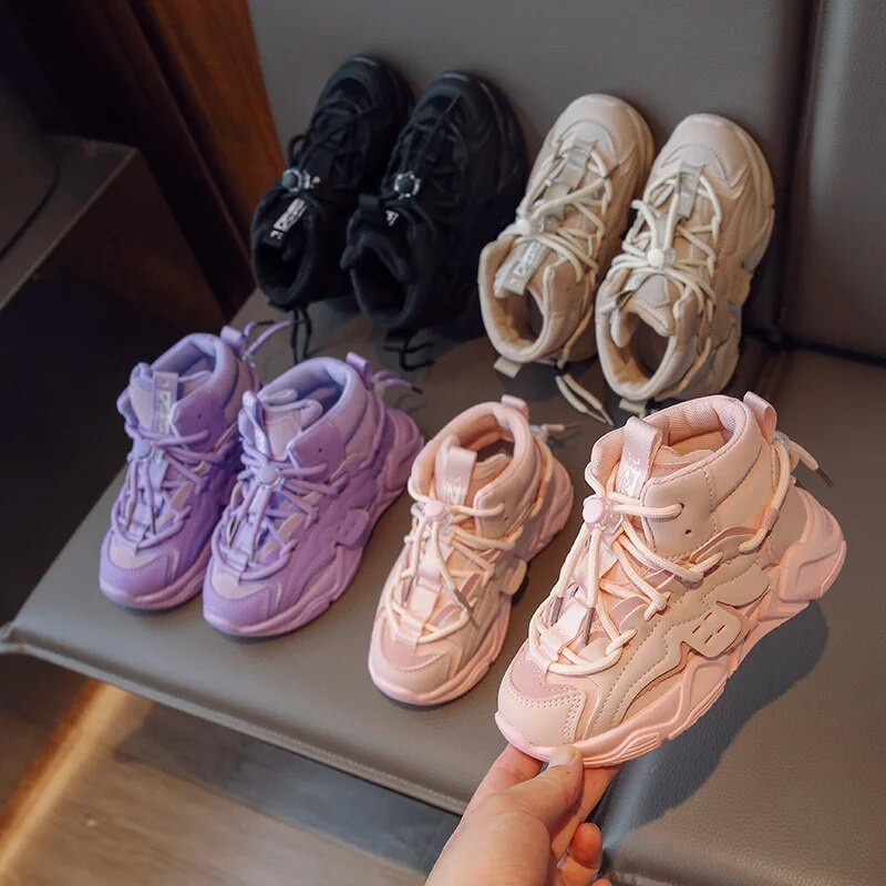 Nove dječje tenisice za dječake 2023. Visoke košarkaške tenisice Dječje jednobojne crne ležerne tenisice za trčanje na otvorenom za djevojčice prozračne