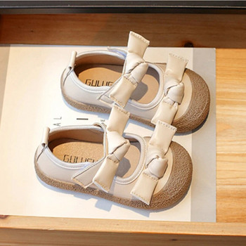 Κομψά βρεφικά παπούτσια Φθινοπωρινά νέα παπούτσια πριγκίπισσας για κορίτσια Μαλακά χαριτωμένα διπλά παπιγιόν Παιδικά φλατ Μόδα αναπνεύσιμα παιδικά δερμάτινα παπούτσια