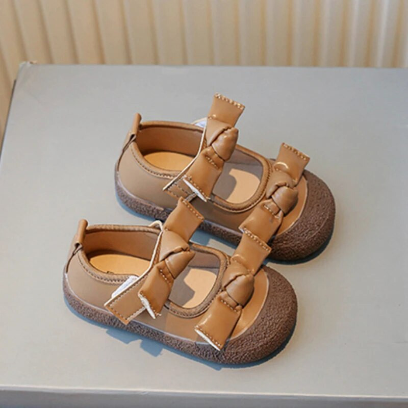 Elegáns babacipők őszi új hercegnős cipők lányoknak puha, aranyos dupla masnis gyereklapok divatos, lélegző gyerek bőrcipők