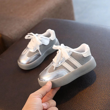 Детски неплъзгащи се ежедневни обувки на две ивици Момичета Момчета Детски обувки с мека подметка Бебешки дишащи спортни маратонки