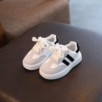 Детски неплъзгащи се ежедневни обувки на две ивици Момичета Момчета Детски обувки с мека подметка Бебешки дишащи спортни маратонки