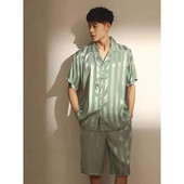 2Pcs Set ženskih ogrtača Svilenkasta ležerna haljina s ogrtačem za kupanje Kratka ljetna muška satenska spavaćica za par 2023. Noćna košulja Odijelo Domaća odjeća