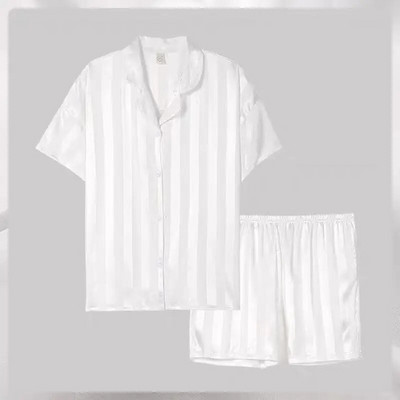 2Pcs Set ženskih ogrtača Svilenkasta ležerna haljina s ogrtačem za kupanje Kratka ljetna muška satenska spavaćica za par 2023. Noćna košulja Odijelo Domaća odjeća