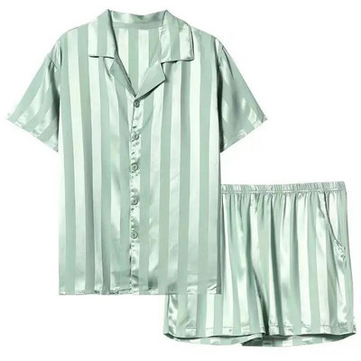 2Pcs Set ženskih ogrtača Svilenkasta ležerna haljina s ogrtačem za kupanje Kratka ljetna muška satenska spavaćica za par 2023. Noćna košulja Odijelo Domaća odjeća