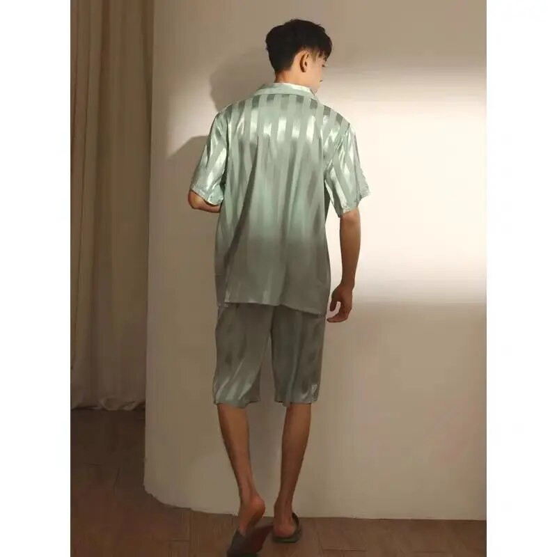 2Pcs Set ženskih ogrtača Svilenkasta ležerna haljina s ogrtačem za kupanje Kratka ljetna muška satenska spavaćica za par 2023. Noćna košulja Odijelo Domaća odjeća