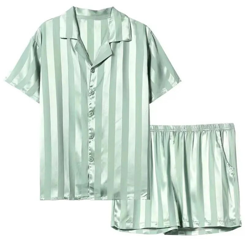 2Pcs Set ženskih ogrtača Svilenkasta ležerna haljina s ogrtačem za kupanje Kratka ljetna muška satenska spavaćica za par 2023. Noćna košulja Odijelo Domaća odjeća