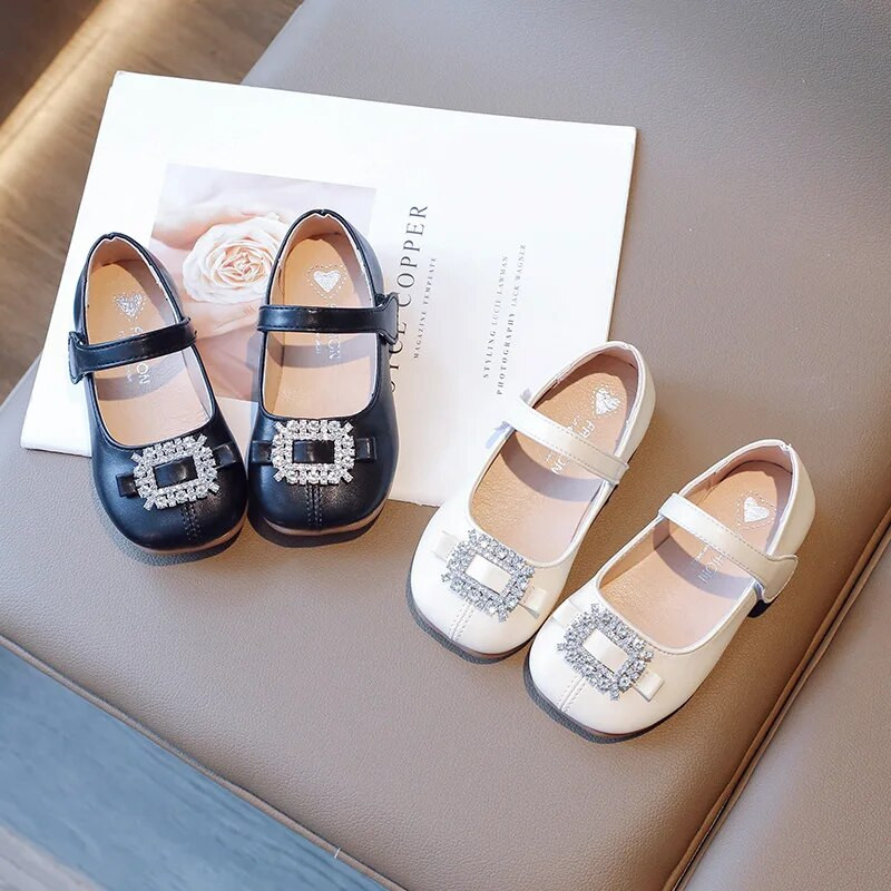 Dječje cipele Mary Jane Kožne cipele od dijamanata za djevojčice Plitke modne klasične svestrane meke školske dječje ravne cipele prozračne